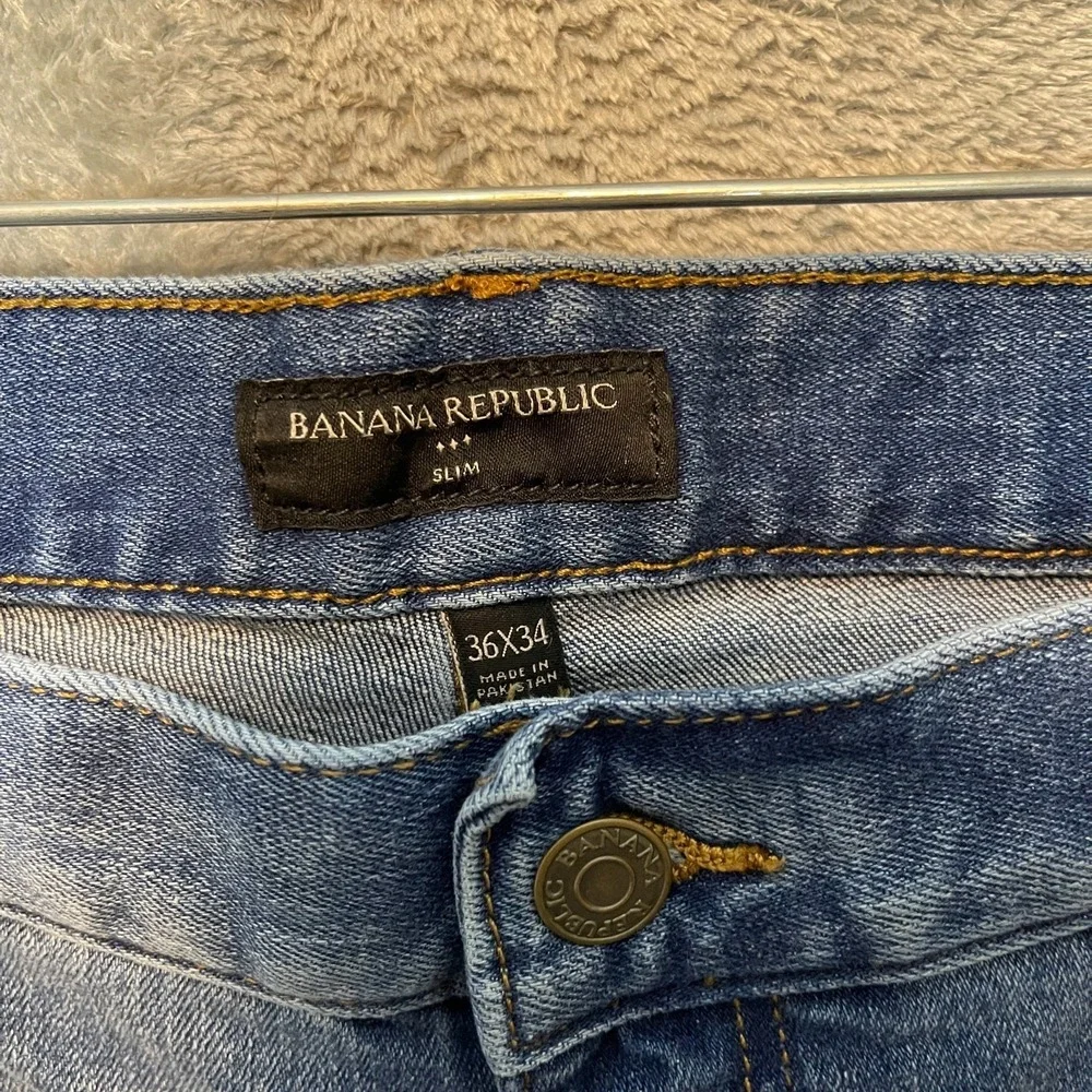 Banana Republic Men Slim Stretch Jean 36x34 Mid Rise Medium Wash Basic Everyday
